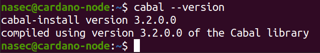 cabal --version
cabal-install version 3.2.0.0
compiled using version 3.2.0.0 of the Cabal library